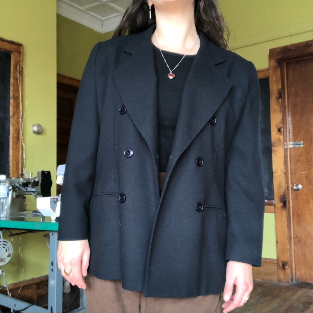 Vintage Navy Blue 100% Wool Blazer Jones New York - Picture 2 of 10
